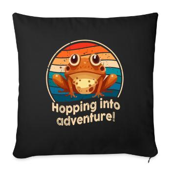 Hopping Into Adventure Frogs Nature Joy - Sofa pillowcase 17,3'' x 17,3'' (45 x 45 cm) - black - Front