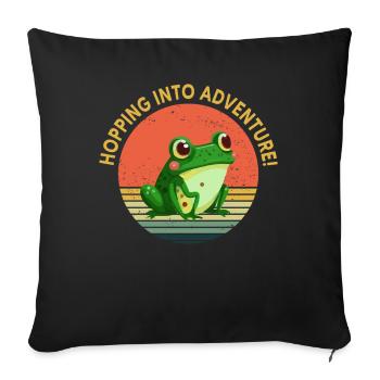 Hopping Into Adventure Frogs Nature Joy - Sofa pillowcase 17,3'' x 17,3'' (45 x 45 cm) - black - Front