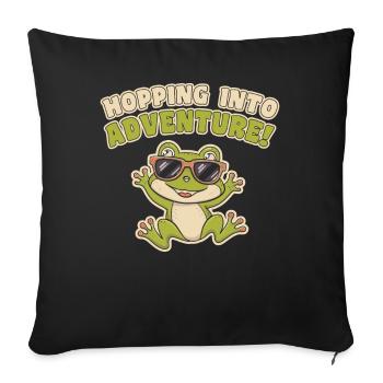 Hopping Into Adventure Frogs Nature Joy - Sofa pillowcase 17,3'' x 17,3'' (45 x 45 cm) - black - Front
