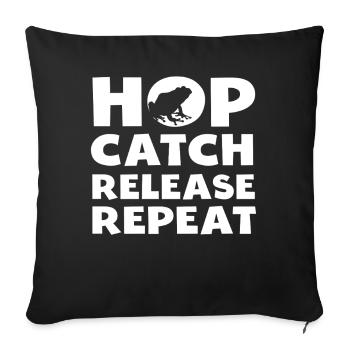 Hop Catch Release Repeat Frog Humor - Sofa pillowcase 17,3'' x 17,3'' (45 x 45 cm) - black - Front