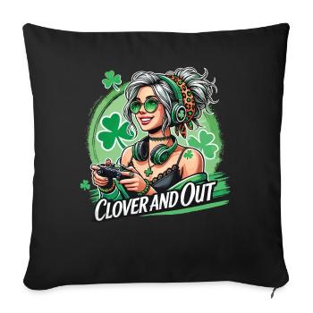 St. Patrick's Day Girl Gamerlook clover and out - Sofa pillowcase 17,3'' x 17,3'' (45 x 45 cm) - black - Front