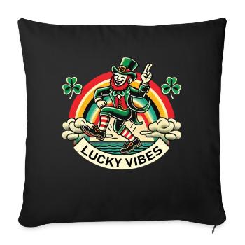 St. Patrick's Day Lucky Vibes Regenbogen - Sofakissenbezug 45 x 45 cm - Schwarz - Vorne