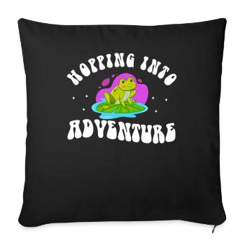 Hopping Into Adventure Frogs Nature Joy - Sofa pillowcase 17,3'' x 17,3'' (45 x 45 cm) - black - Front