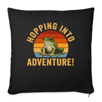 Hopping Into Adventure Frogs Nature Joy - Sofa pillowcase 17,3'' x 17,3'' (45 x 45 cm) - black - Front
