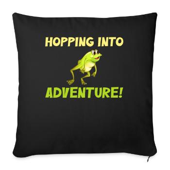 Hopping Into Adventure Frogs Nature Joy - Sofa pillowcase 17,3'' x 17,3'' (45 x 45 cm) - black - Front