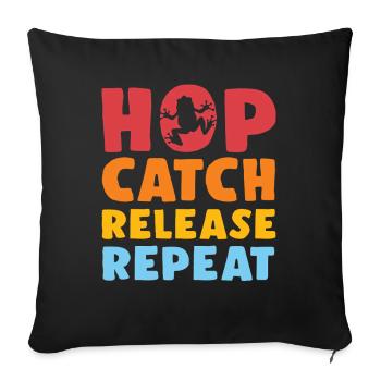 Hop Catch Release, Repeat Frog Humour - Housse de coussin décorative 45 x 45 cm - noir - Devant