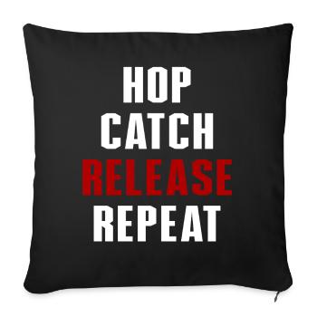 Hop Catch Release, Repeat Frog Humour - Housse de coussin décorative 45 x 45 cm - noir - Devant
