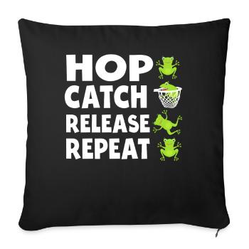 Hop Catch Release, Repeat Frog Humour - Housse de coussin décorative 45 x 45 cm - noir - Devant
