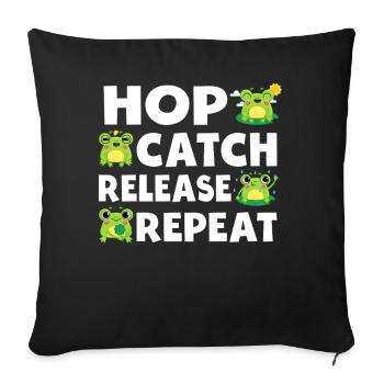 Hop Catch Release, Repeat Frog Humour - Housse de coussin décorative 45 x 45 cm - noir - Devant