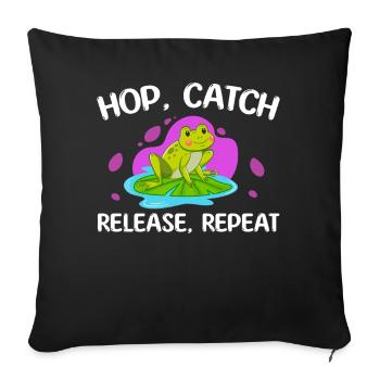 Hop Catch Release, Repeat Frog Humour - Housse de coussin décorative 45 x 45 cm - noir - Devant