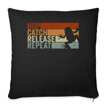 Hop Catch Release Repeat Frog Humor - Sofa pillowcase 17,3'' x 17,3'' (45 x 45 cm) - black - Front