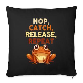 Hop Catch Release, Repeat Frog Humour - Housse de coussin décorative 45 x 45 cm - noir - Devant