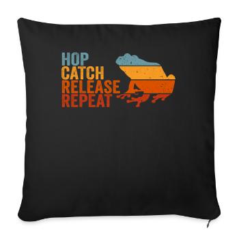 Hop Catch Release, Repeat Frog Humour - Housse de coussin décorative 45 x 45 cm - noir - Devant