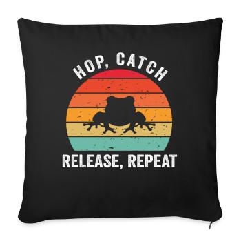 Hop Catch Release, Repeat Frog Humour - Housse de coussin décorative 45 x 45 cm - noir - Devant