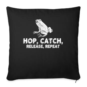 Hop Catch Release, Repeat Frog Humour - Housse de coussin décorative 45 x 45 cm - noir - Devant