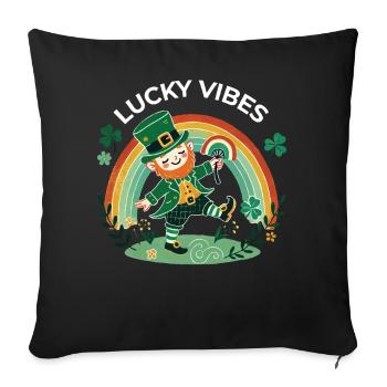 Des ondes porte-bonheur pour la Saint-Patrick - Housse de coussin décorative 45 x 45 cm - noir - Devant