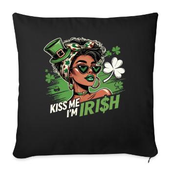 Saint-Patrick Embrasse-moi Je suis Design irlandais - Housse de coussin décorative 45 x 45 cm - noir - Devant