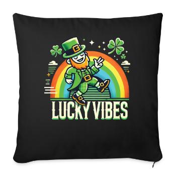 St. Patrick's Day Happy Vibes Rainbow - Sofa pillowcase 17,3'' x 17,3'' (45 x 45 cm) - black - Front