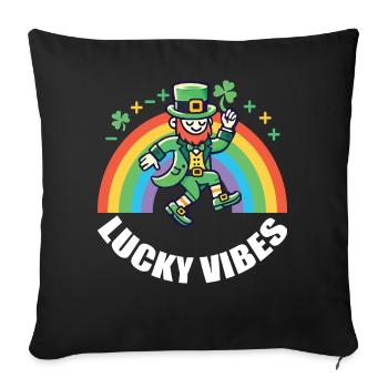 St. Patrick's Day Happy Vibes Rainbow - Sofa pillowcase 17,3'' x 17,3'' (45 x 45 cm) - black - Front