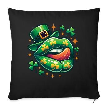 Saint-Patrick Funny Clover Lips - Housse de coussin décorative 45 x 45 cm - noir - Devant