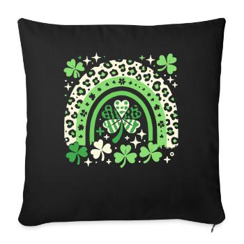 St. Patrick's Day Lucky Clover and Rainbow - Sofa pillowcase 17,3'' x 17,3'' (45 x 45 cm) - black - Front