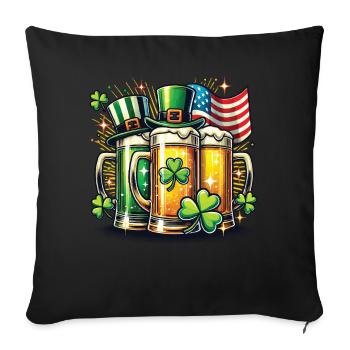 St. Patrick's Day Beer Friends Shamrock - Sofa pillowcase 17,3'' x 17,3'' (45 x 45 cm) - black - Front