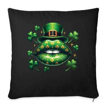St. Patrick's Day Clover Lips Magic - Sofa pillowcase 17,3'' x 17,3'' (45 x 45 cm) - black - Front