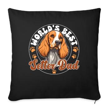 Setter anglais rouge et blanc Meilleur setter du monde - Housse de coussin décorative 45 x 45 cm - noir - Devant