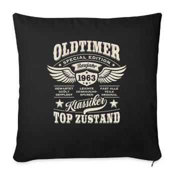 Oldtimer Baujahr 1963 - Geburtstag - Geschenk - Sofakissenbezug 45 x 45 cm - Schwarz - Vorne