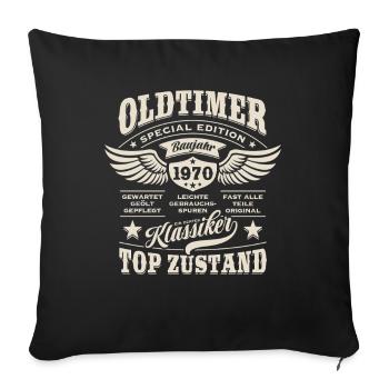 Oldtimer Baujahr 1970 - Geburtstag - Geschenk - Sofakissenbezug 45 x 45 cm - Schwarz - Vorne
