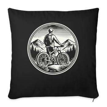 Cyclisme Aventure Montagne VTT Nature - Housse de coussin décorative 45 x 45 cm - noir - Devant