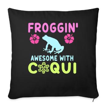 Froggin' Awesome With Coqui Vibe - Sofa pillowcase 17,3'' x 17,3'' (45 x 45 cm) - black - Front