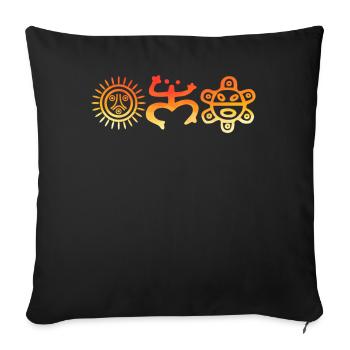 Tribal Sun and Symbols in Warm Tones - Sofa pillowcase 17,3'' x 17,3'' (45 x 45 cm) - black - Front