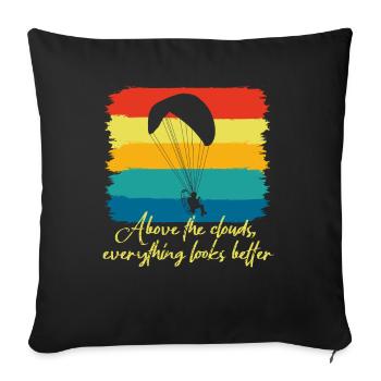 Au-dessus des nuages Passionné de paramoteur - Housse de coussin décorative 45 x 45 cm - noir - Devant