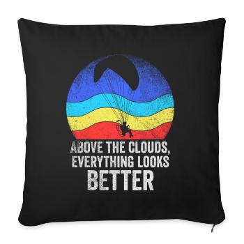 Au-dessus des nuages Passionné de paramoteur - Housse de coussin décorative 45 x 45 cm - noir - Devant