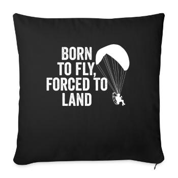 Born To Fly Forcé D’atterrir Paramoteur - Housse de coussin décorative 45 x 45 cm - noir - Devant
