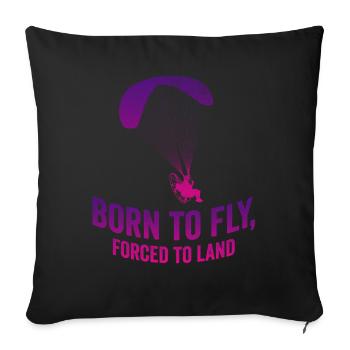 Born To Fly Forcé D’atterrir Paramoteur - Housse de coussin décorative 45 x 45 cm - noir - Devant