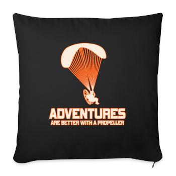 Les aventures sont meilleures avec une hélice - Housse de coussin décorative 45 x 45 cm - noir - Devant