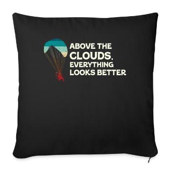 Au-dessus des nuages Passionné de paramoteur - Housse de coussin décorative 45 x 45 cm - noir - Devant