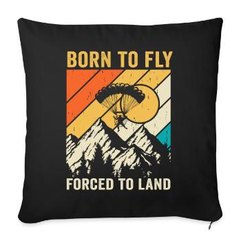 Born To Fly Forcé D’atterrir Paramoteur - Housse de coussin décorative 45 x 45 cm - noir - Devant