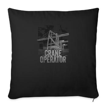 Fierté de l’opérateur de grue drapeau américain - Housse de coussin décorative 45 x 45 cm - noir - Devant
