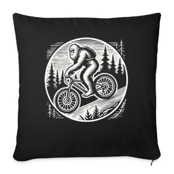Aventure à vélo Bigfoot dans les bois - Housse de coussin décorative 45 x 45 cm - noir - Devant
