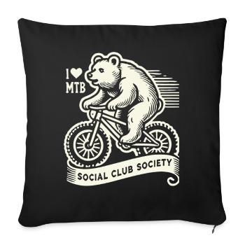 Bicycle Retro Style I Love MTB Bear - Sofa pillowcase 17,3'' x 17,3'' (45 x 45 cm) - black - Front
