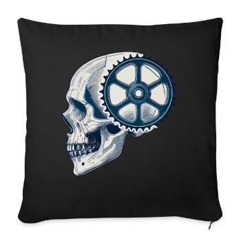 Crâne d’amateur de vélo avec équipement pour le cyclisme - Housse de coussin décorative 45 x 45 cm - noir - Devant