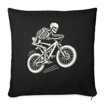 Skeleton On Bike Mountain Bike Adventure - Sofa pillowcase 17,3'' x 17,3'' (45 x 45 cm) - black - Front