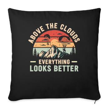 Au-dessus des nuages Passionné de paramoteur - Housse de coussin décorative 45 x 45 cm - noir - Devant