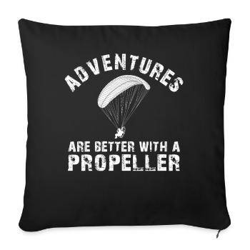 Les aventures sont meilleures avec une hélice - Housse de coussin décorative 45 x 45 cm - noir - Devant
