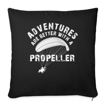 Les aventures sont meilleures avec une hélice - Housse de coussin décorative 45 x 45 cm - noir - Devant