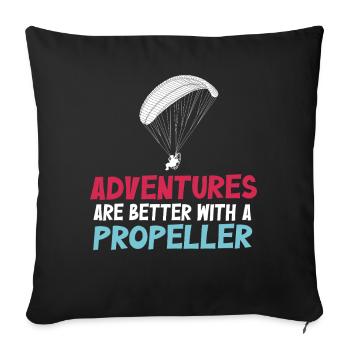 Les aventures sont meilleures avec une hélice - Housse de coussin décorative 45 x 45 cm - noir - Devant