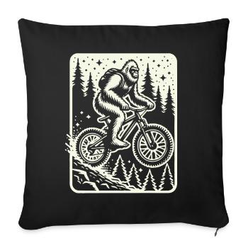 Aventure à vélo avec Bigfoot dans la forêt - Housse de coussin décorative 45 x 45 cm - noir - Devant